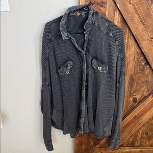 Free People Black Button Down Shirt